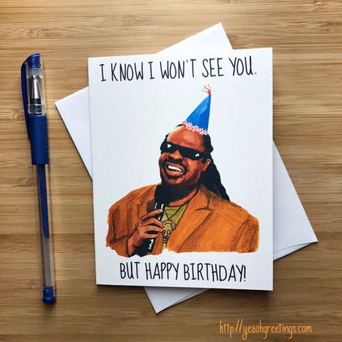 Stevie Wonder Birthday Card, Funny Birthday Card, Inappropriate