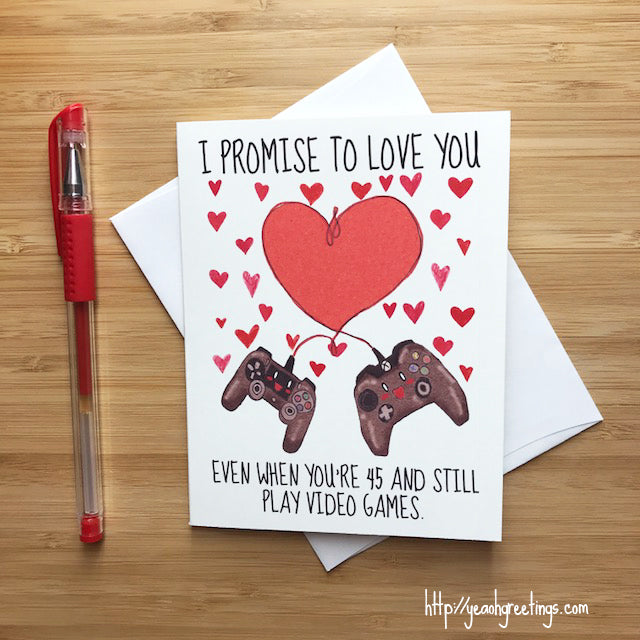 Cute 'Vow to Love You' Gamer Love Card