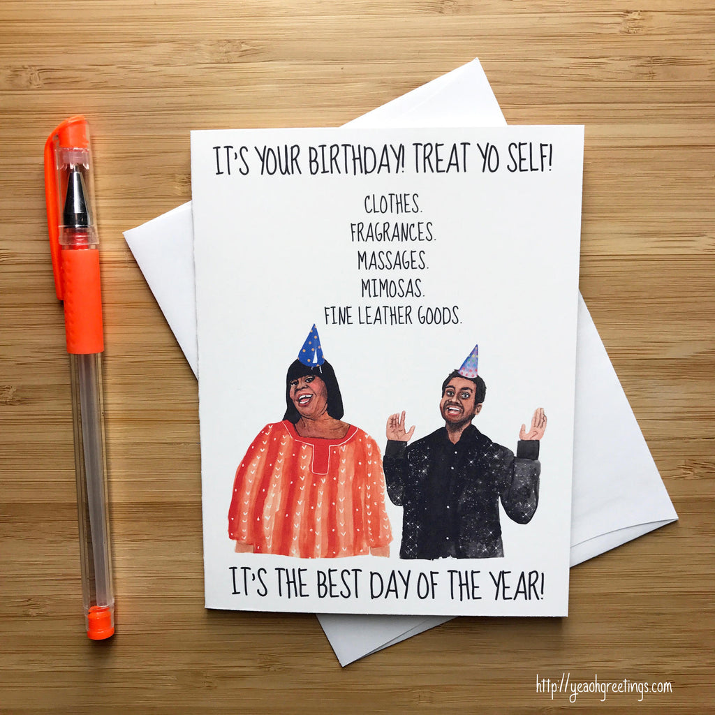 Parks and Rec Treat Yoself Birthday Card