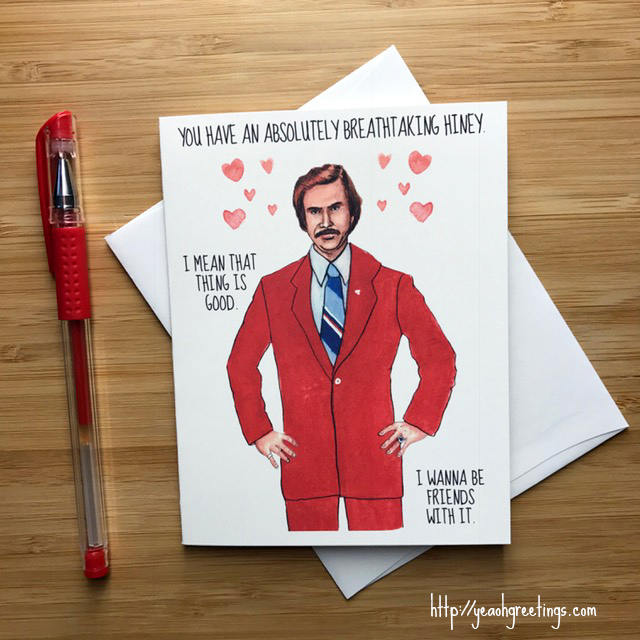 Ron  burgundy love card